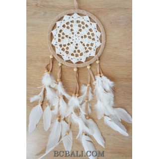 natural color crochet dream catcher feathers bali handmade